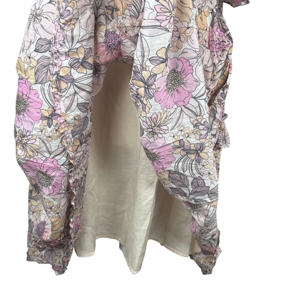 Anthropologie Cottagecore Dress Floral Tiered Ruffle Boho Poppies Lillies Mini S - Picture 9 of 10